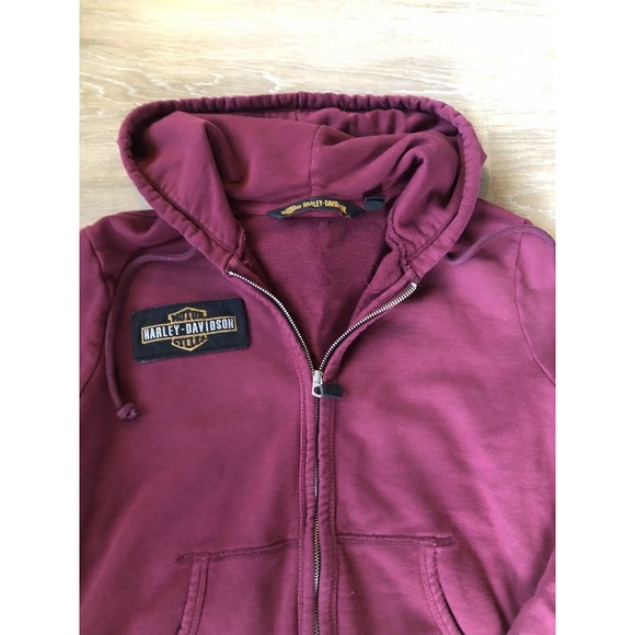 Harley Davidson Women's Zip Up Hoodie Burgandy Wine Size Medium - Picture 2 of 11